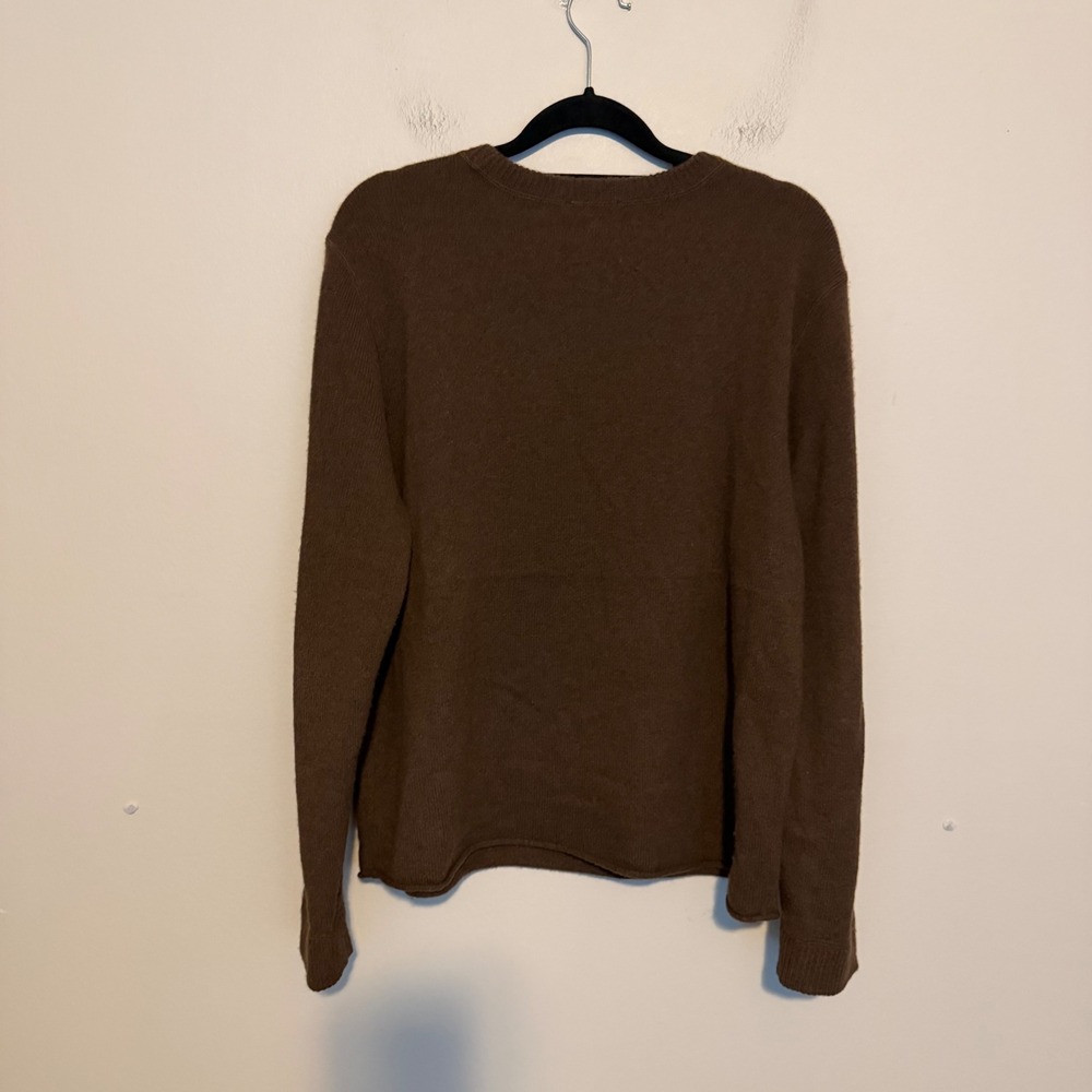 Reformation Boyfriend Sweater S Chocolate Brown 100% Cashmere Rolled Hem - Picture 4 of 4